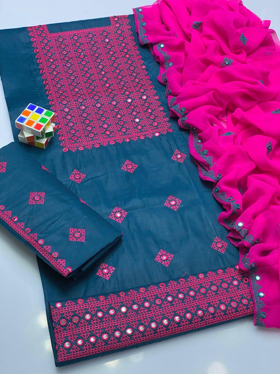 3 Pcs Women's Unstitched Embroidered Suit