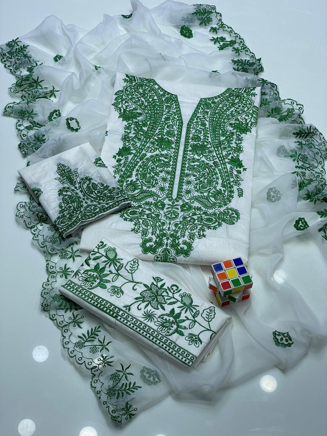 3 Pcs Women's Unstitched Embroidered Suit