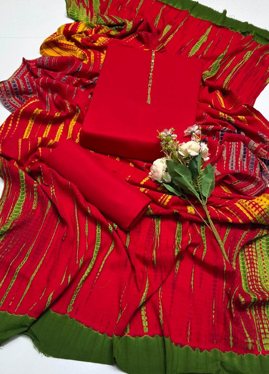 3 Pcs Women's Unstitched Plain Suit