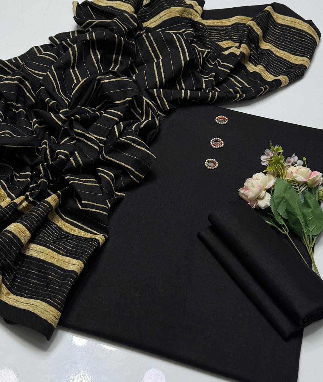 3 Pcs Women's Unstitched Plain Suit