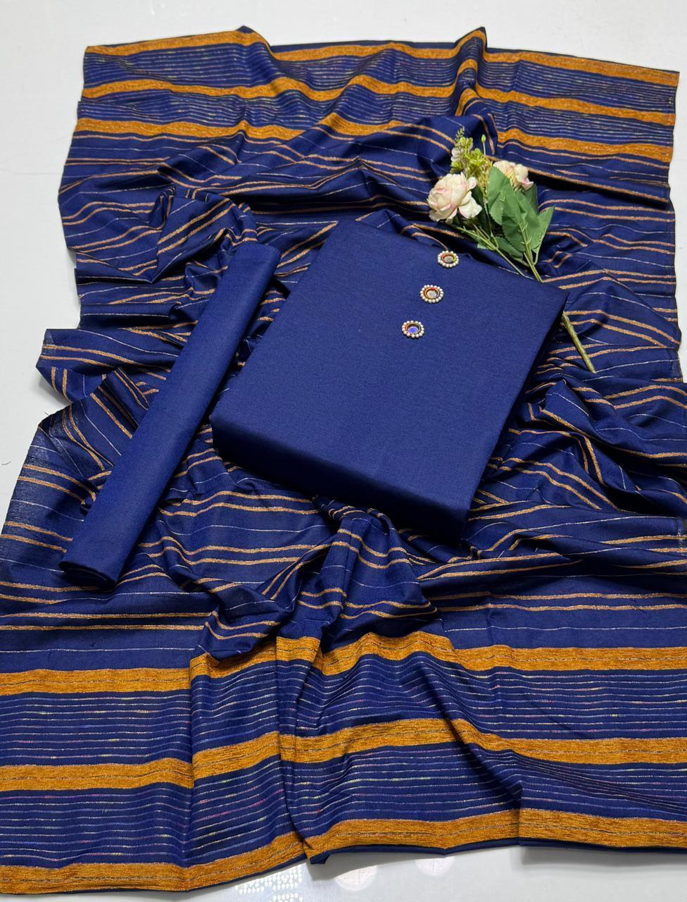 3 Pcs Women's Unstitched Plain Suit