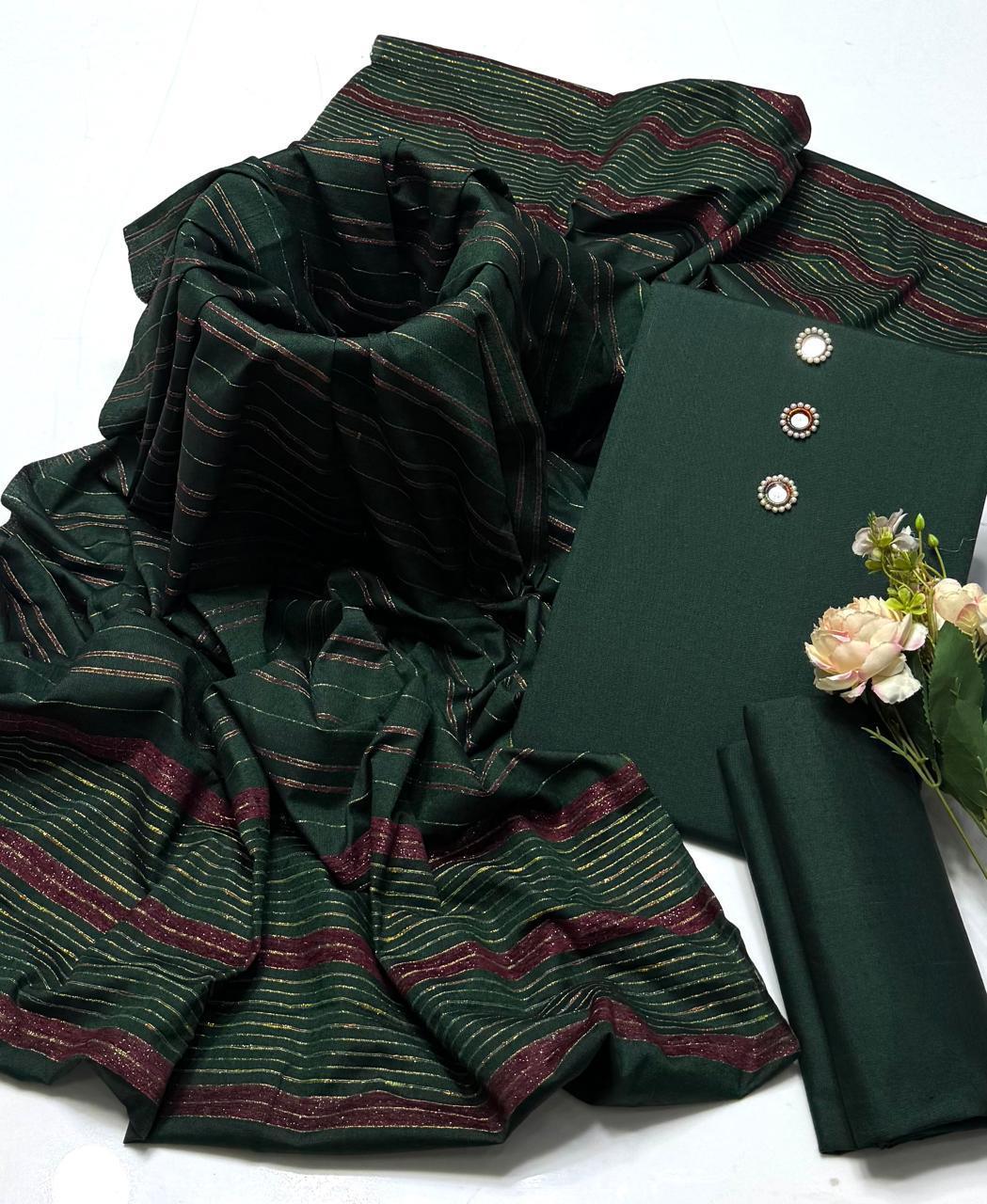 3 Pcs Women's Unstitched Plain Suit