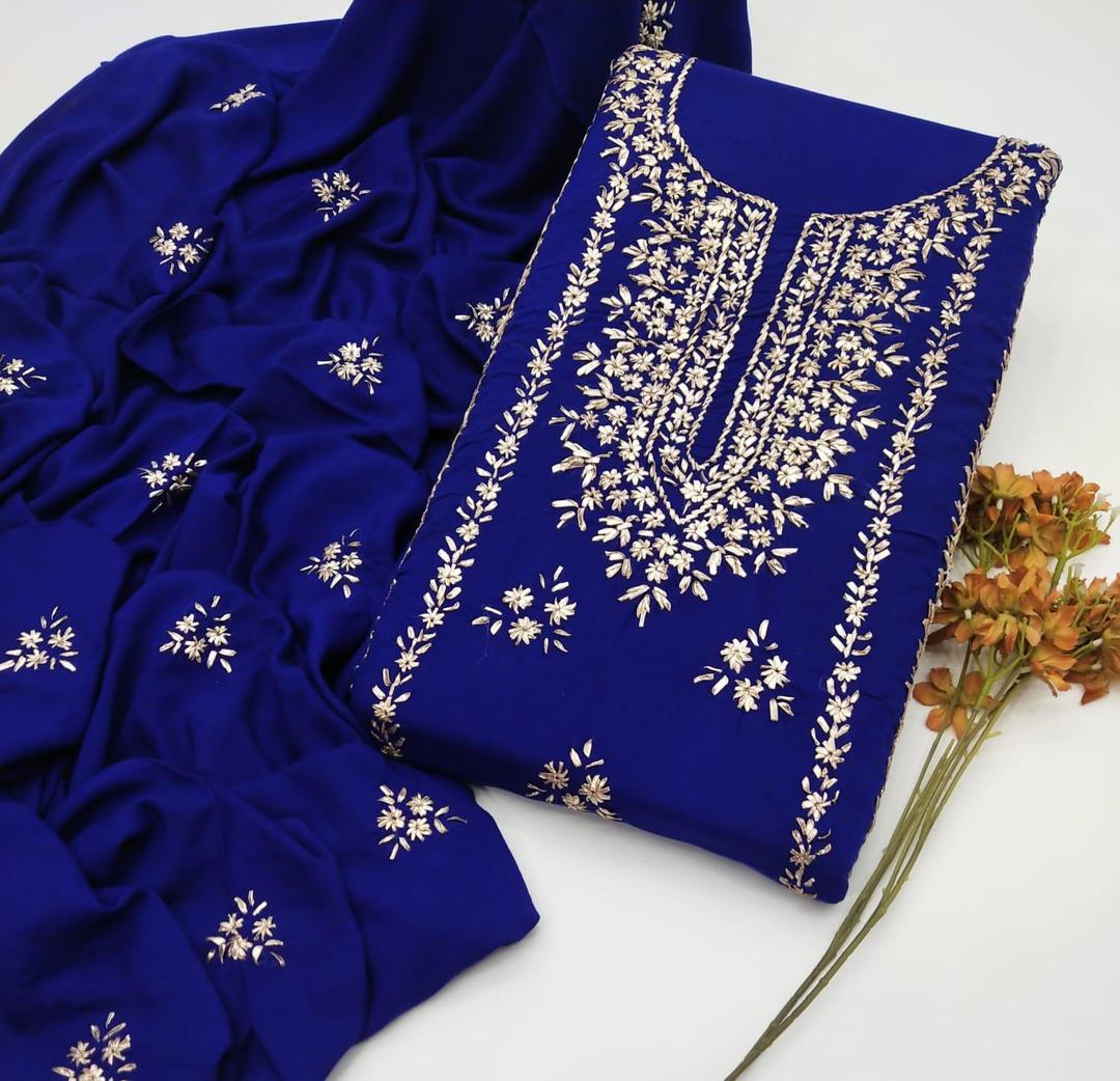 3 Pcs Women's Unstitched Gota Work Suit