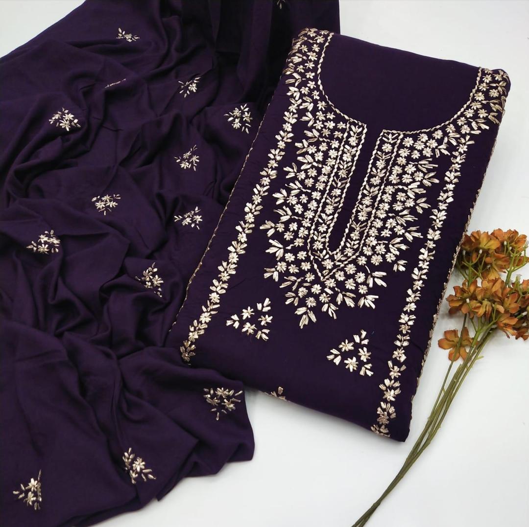 3 Pcs Women's Unstitched Gota Work Suit