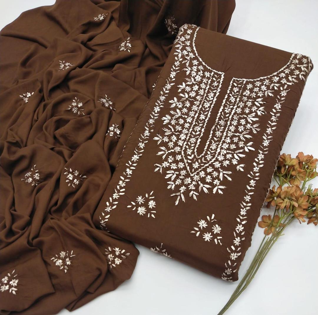 3 Pcs Women's Unstitched Gota Work Suit