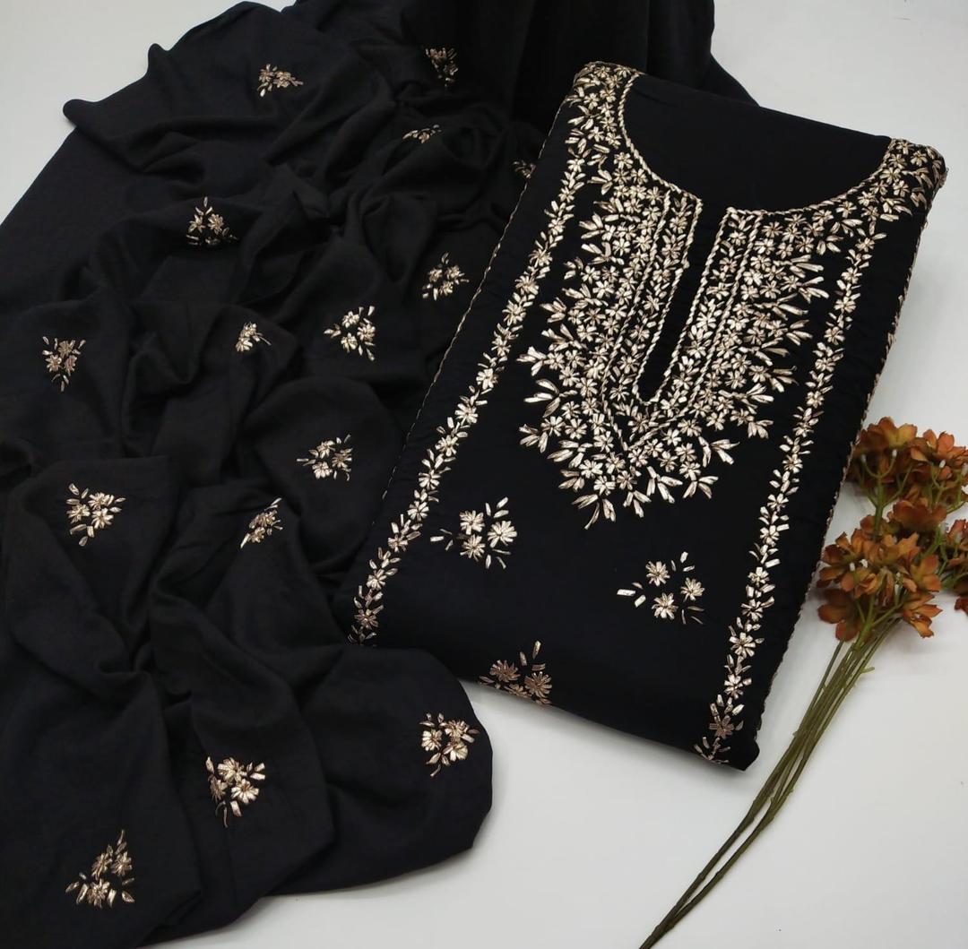 3 Pcs Women's Unstitched Gota Work Suit