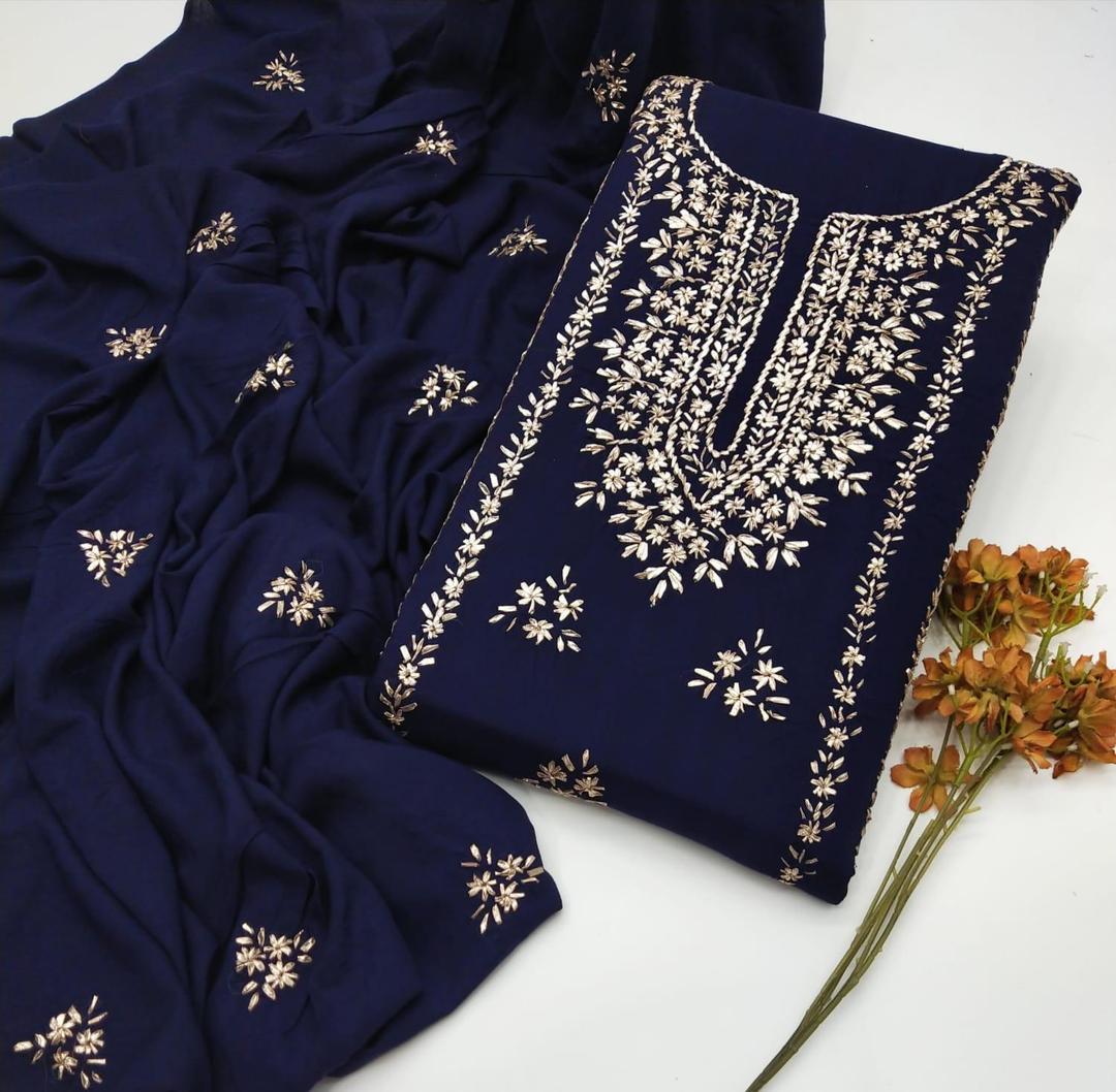 3 Pcs Women's Unstitched Gota Work Suit