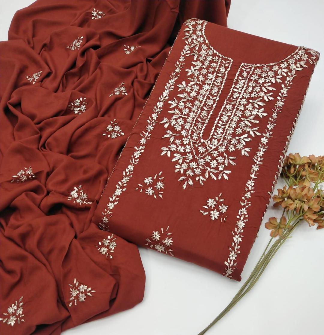 3 Pcs Women's Unstitched Gota Work Suit