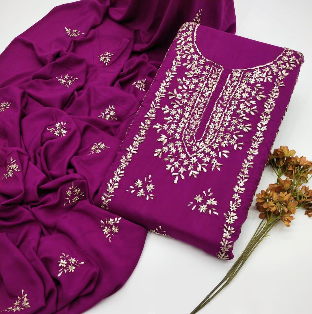 3 Pcs Women's Unstitched Gota Work Suit