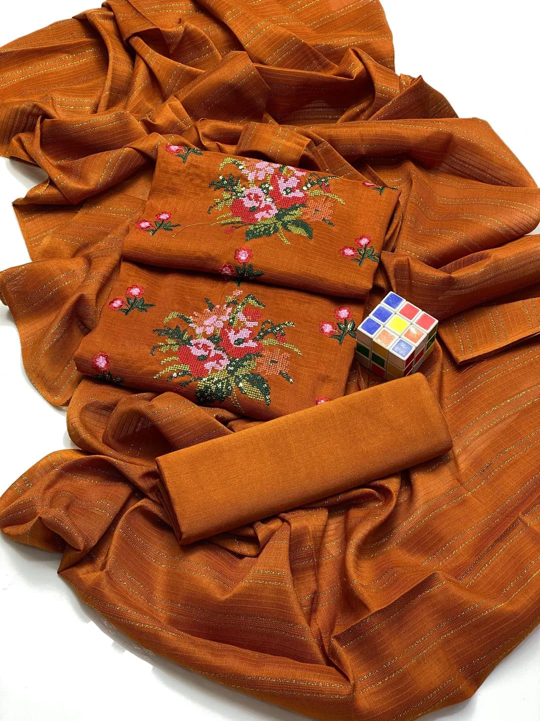 3 Pcs Women's Unstitched Embroidered Suit