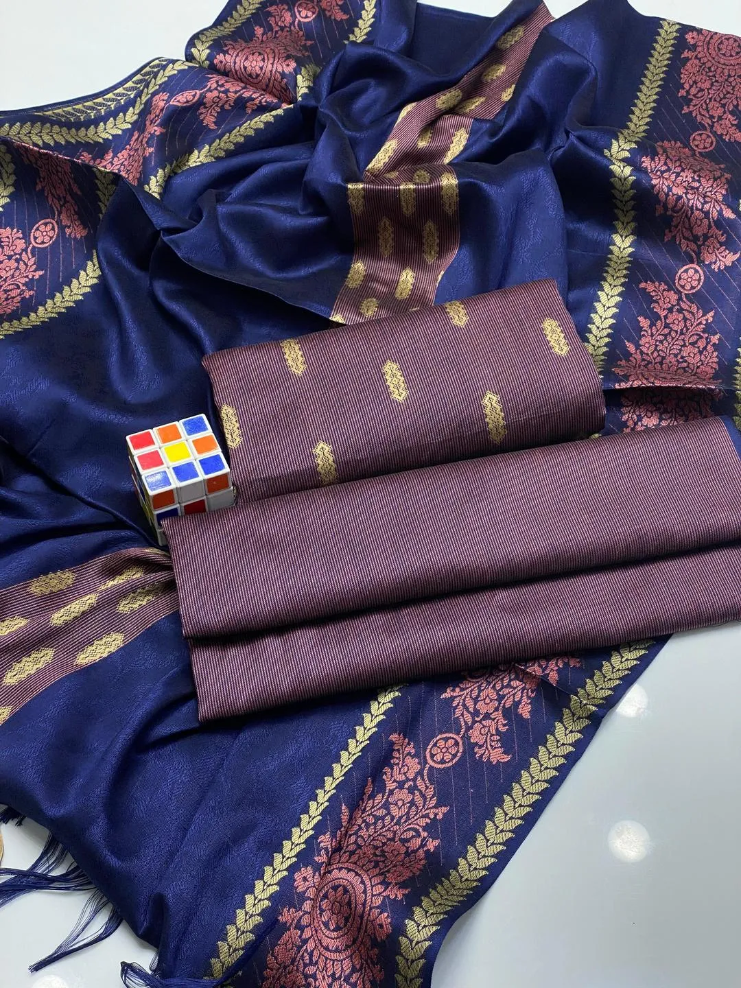 3 Pcs Women's Unstitched Printed Embroidered Suit