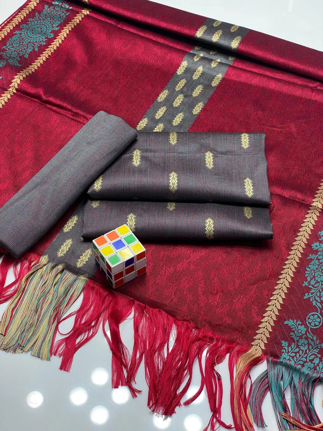 3 Pcs Women's Unstitched Printed Embroidered Suit