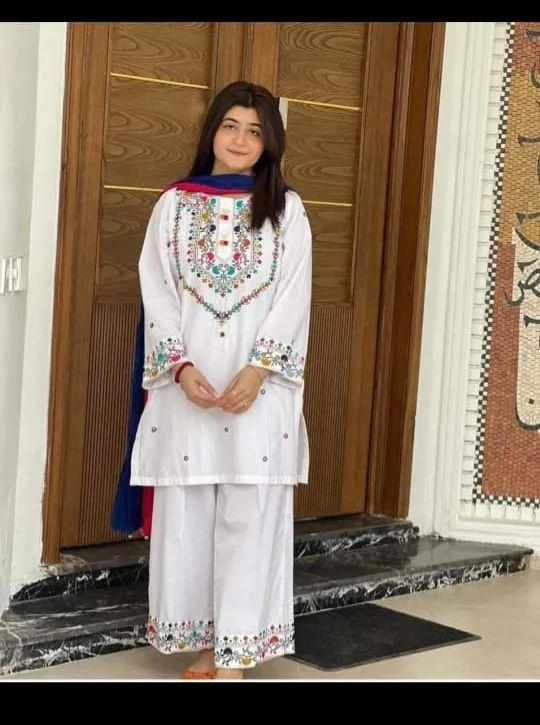 3 Pcs Women's Unstitched Chikankari Embroidered Suit