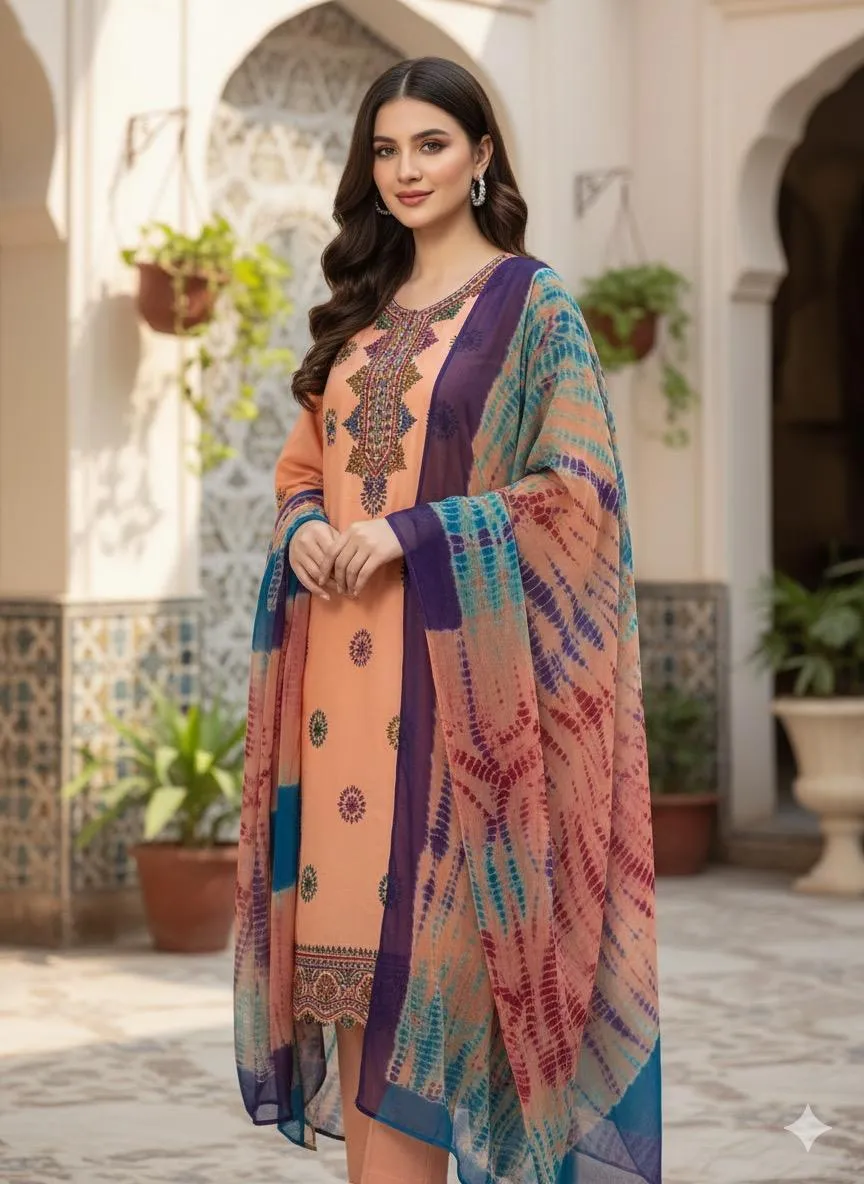 3 Pcs Women's Unstitched Hand Work Suit