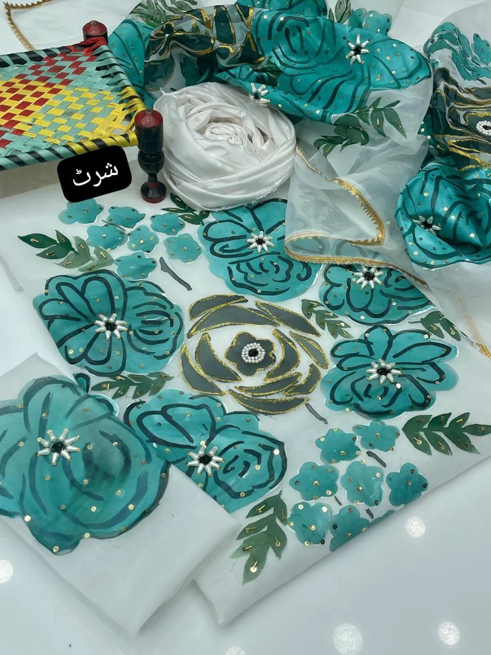 3 Pcs Women's Unstitched 3-D Block Printed Suit