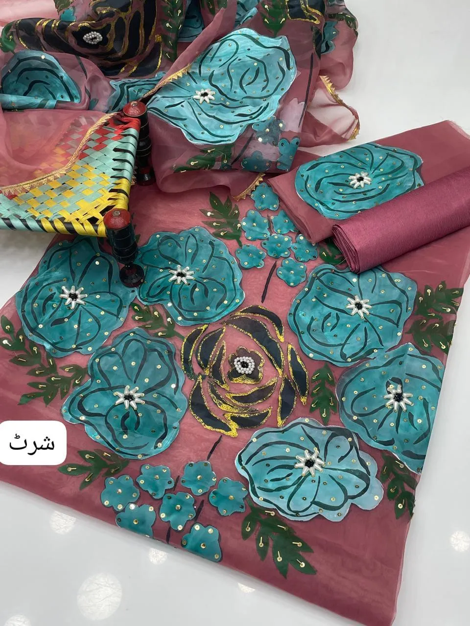 3 Pcs Women's Unstitched 3-D Block Printed Suit