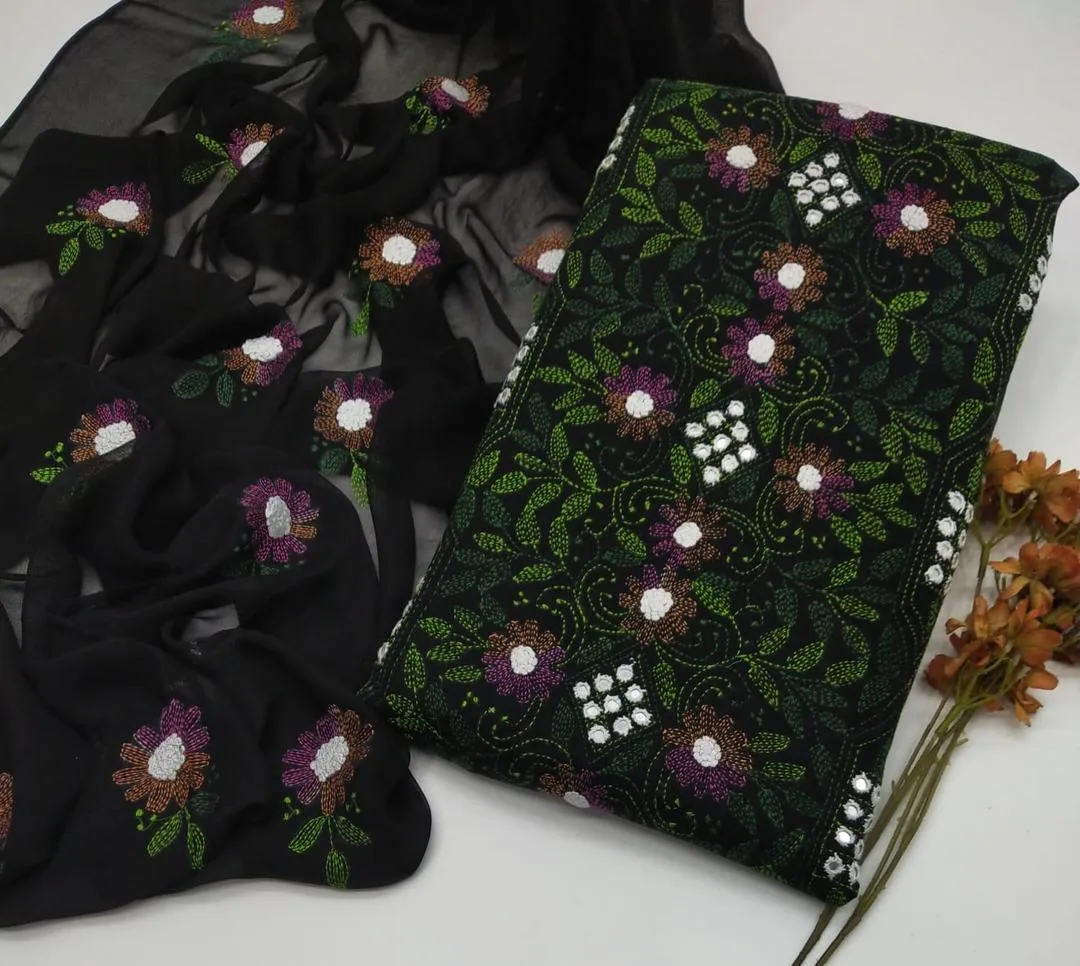 3 Pcs Women's Unstitched Hand Work Suit