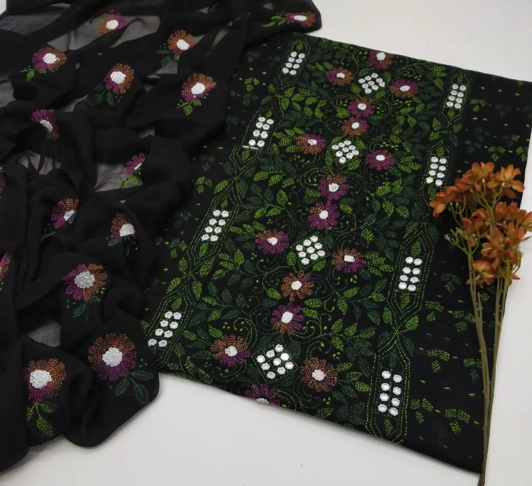 3 Pcs Women's Unstitched Hand Work Suit