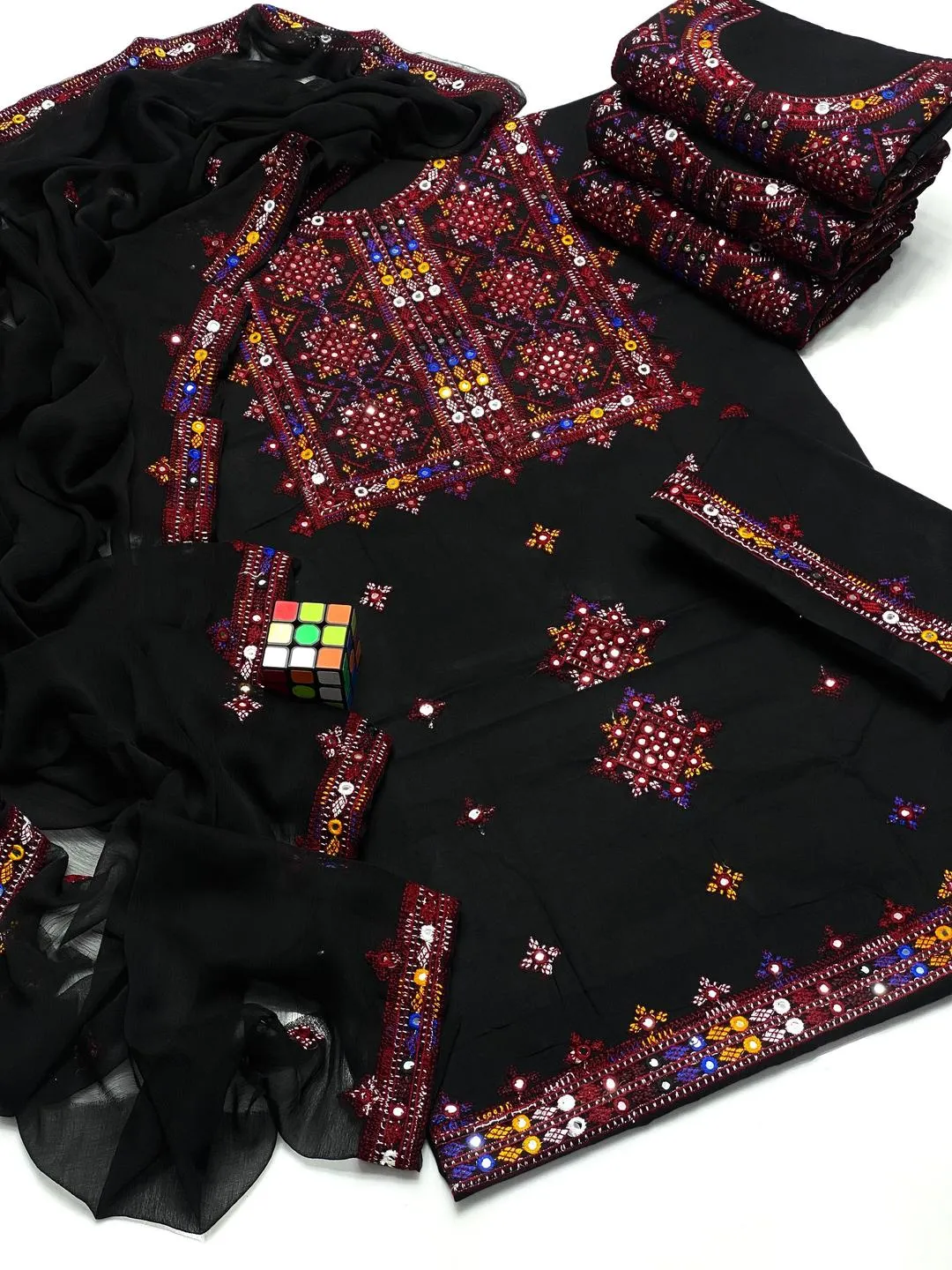 3 Pcs Women's Unstitched Embroidered Suit