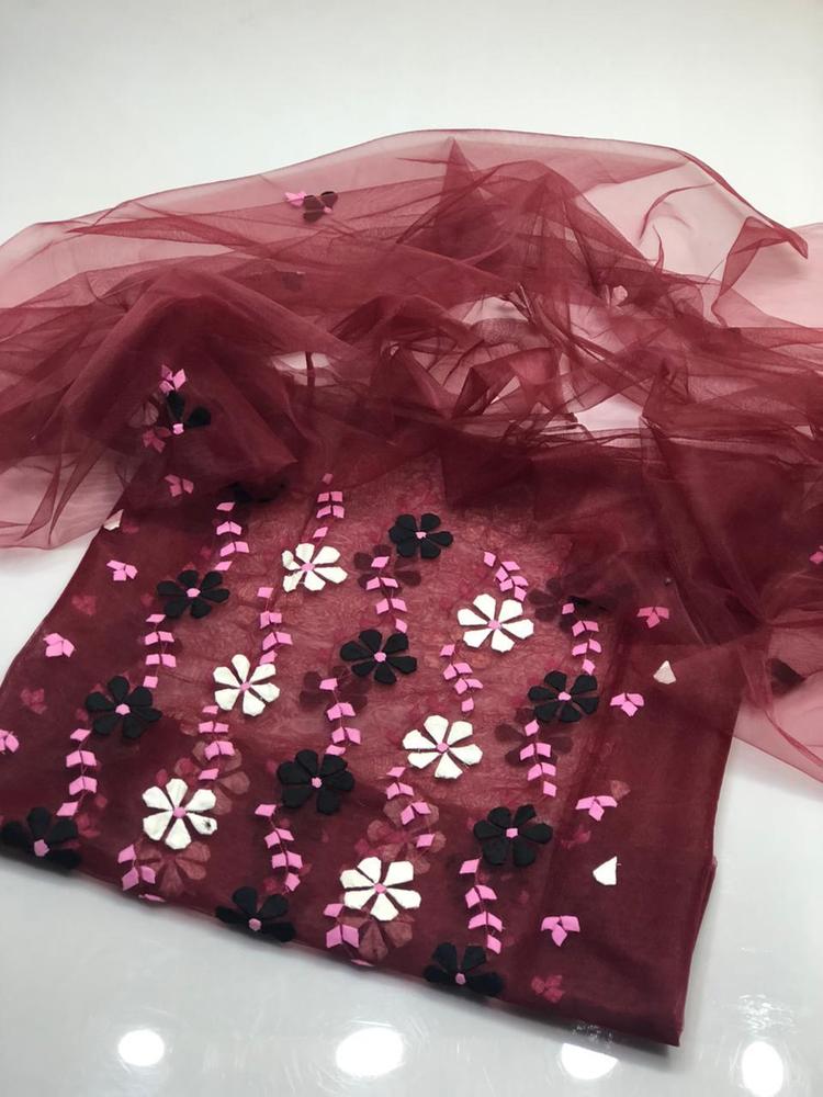 2 Pcs Women's Unstitched Khaadi Net Embroidered Suit