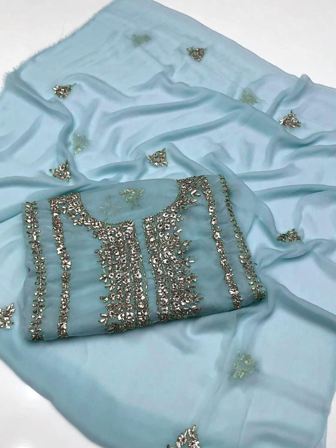 2 Pcs Women's Unstitched Hand Work Suit