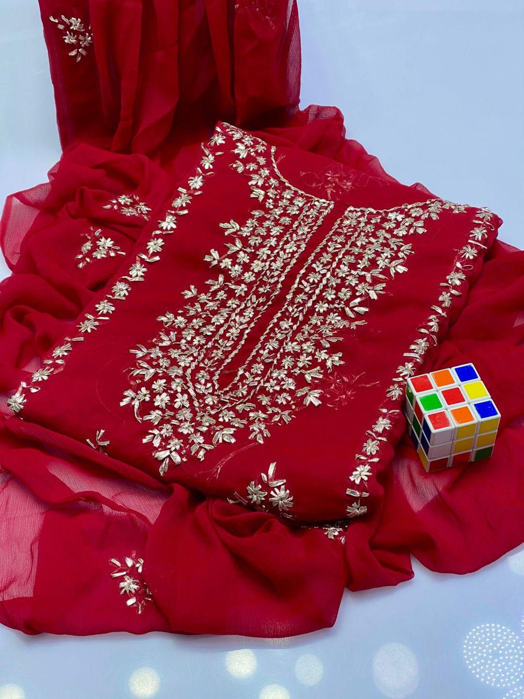 2 Pcs Women's Unstitched Hand Work Suit