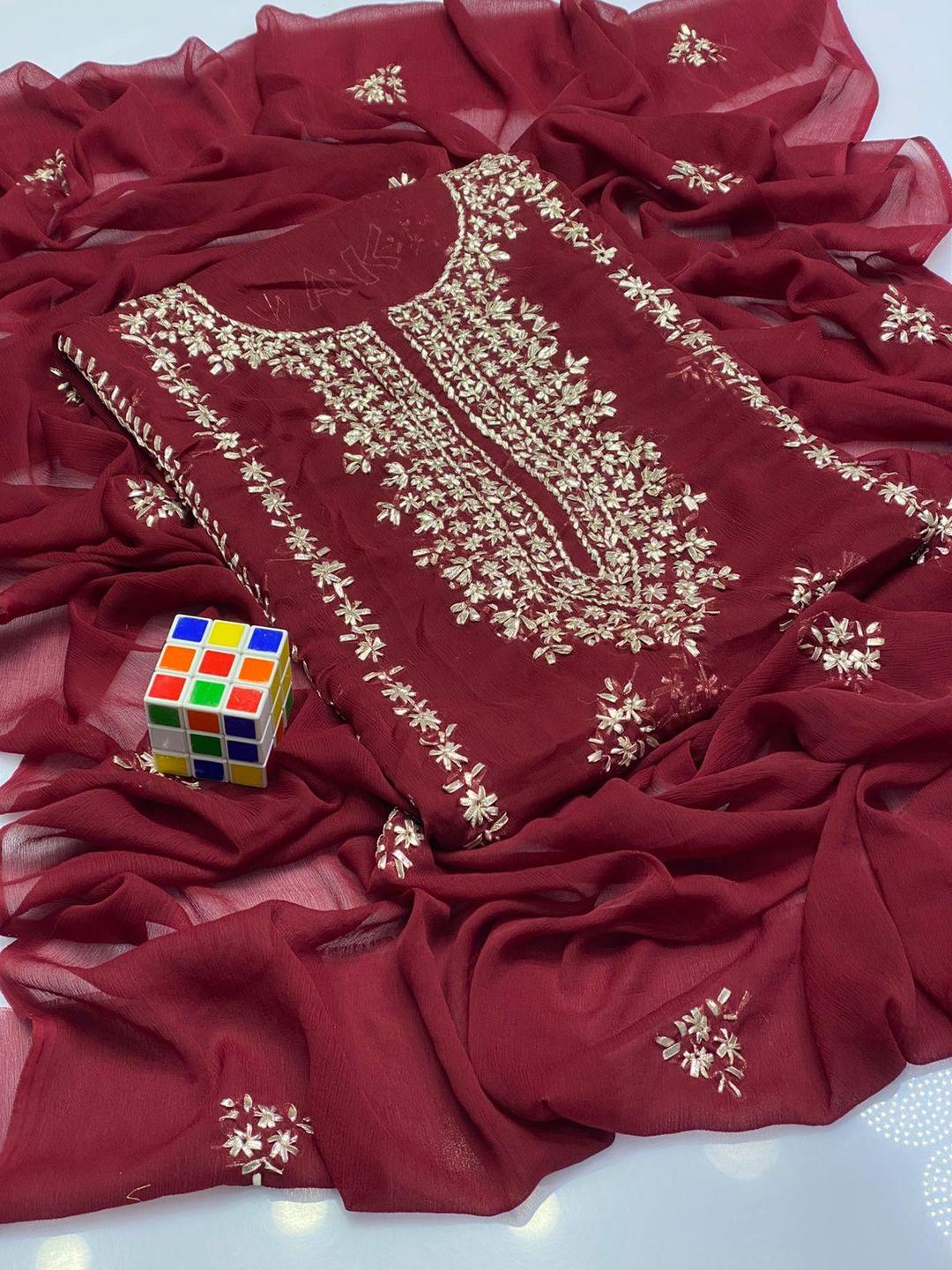 2 Pcs Women's Unstitched Hand Work Suit