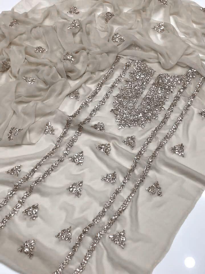 2 Pcs Women's Unstitched Hand Work Suit