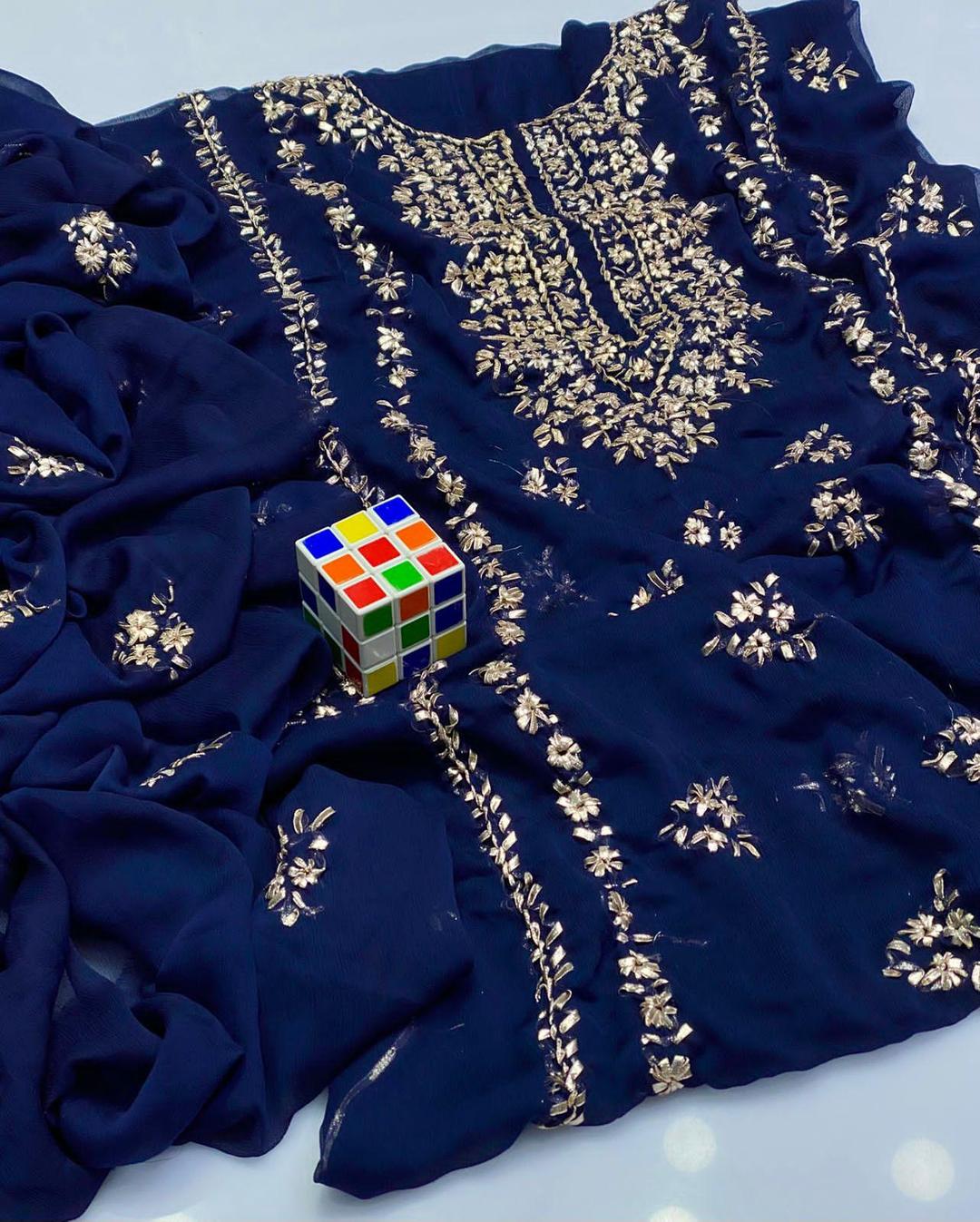 2 Pcs Women's Unstitched Hand Work Suit