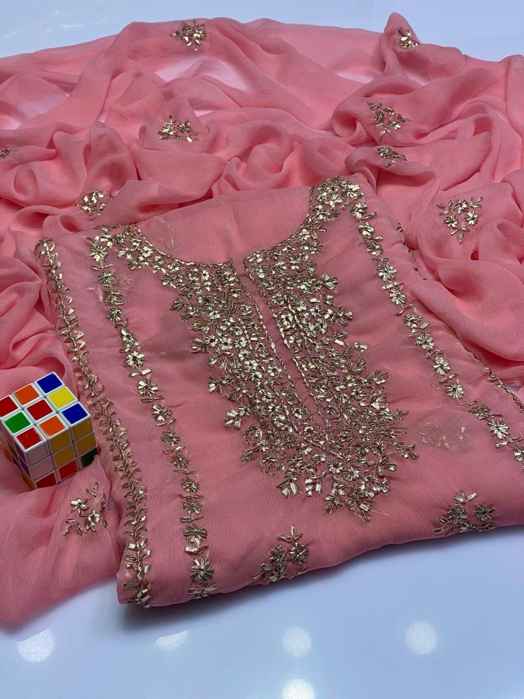 2 Pcs Women's Unstitched Hand Work Suit