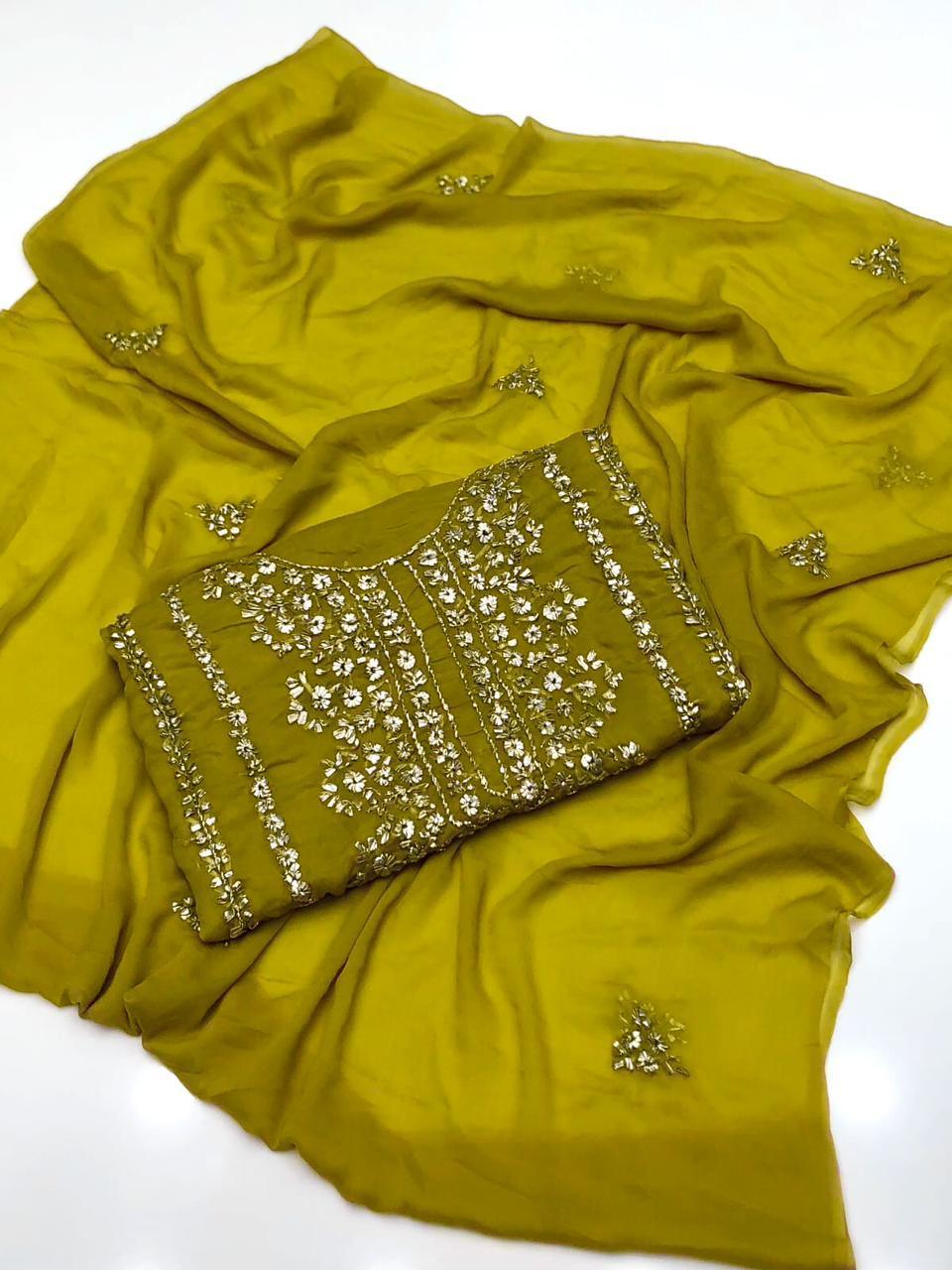 2 Pcs Women's Unstitched Hand Work Suit