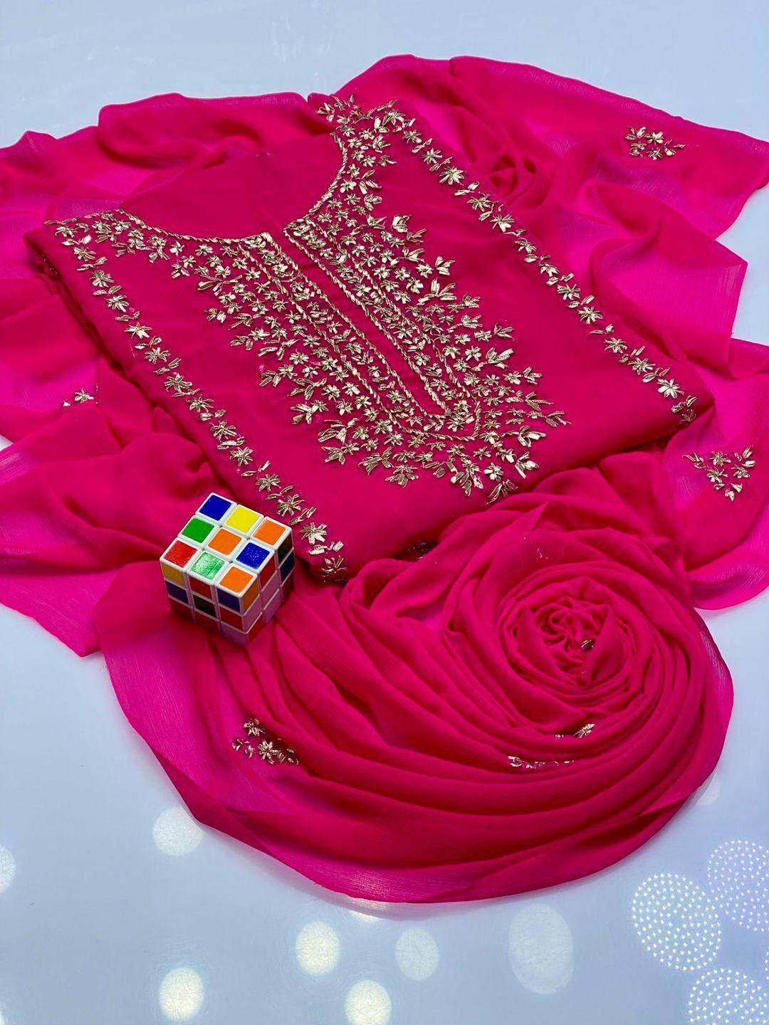 2 Pcs Women's Unstitched Hand Work Suit