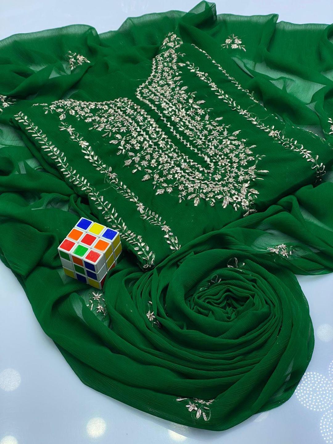 2 Pcs Women's Unstitched Hand Work Suit