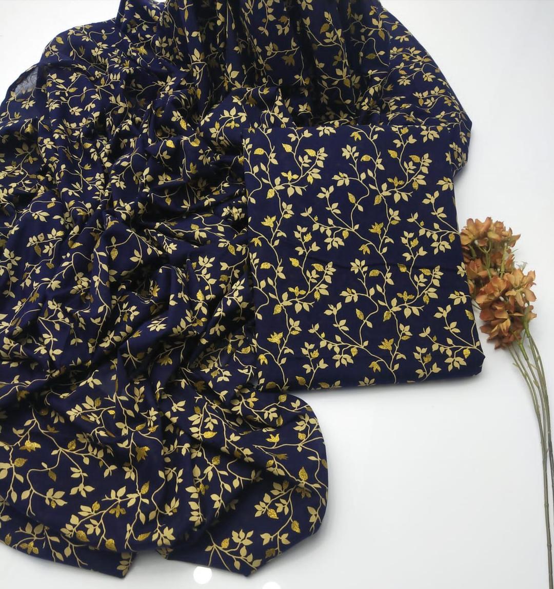 2 Pcs Women's Unstitched Block Printed Suit