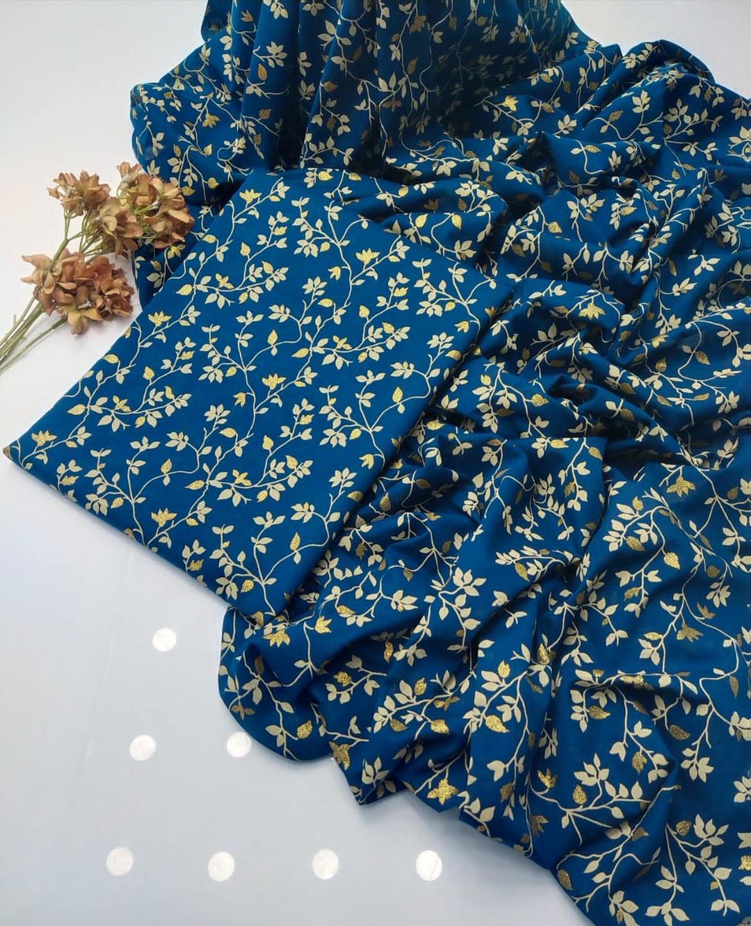 2 Pcs Women's Unstitched Block Printed Suit