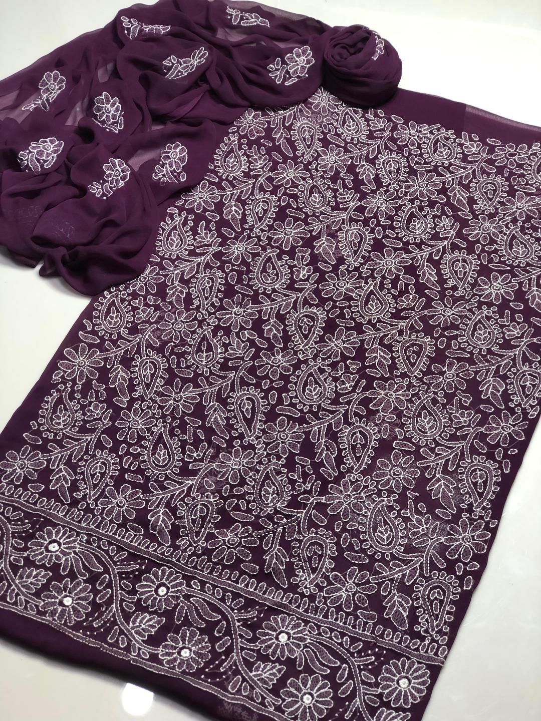 2 Pcs Women's Unstitched Chikankari Embroidered Suit