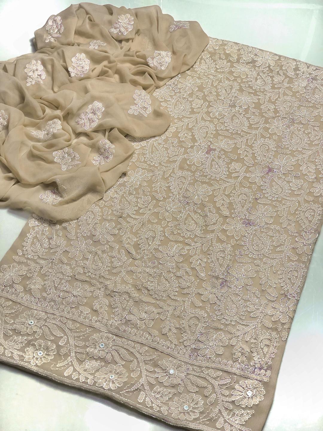 2 Pcs Women's Unstitched Chikankari Embroidered Suit