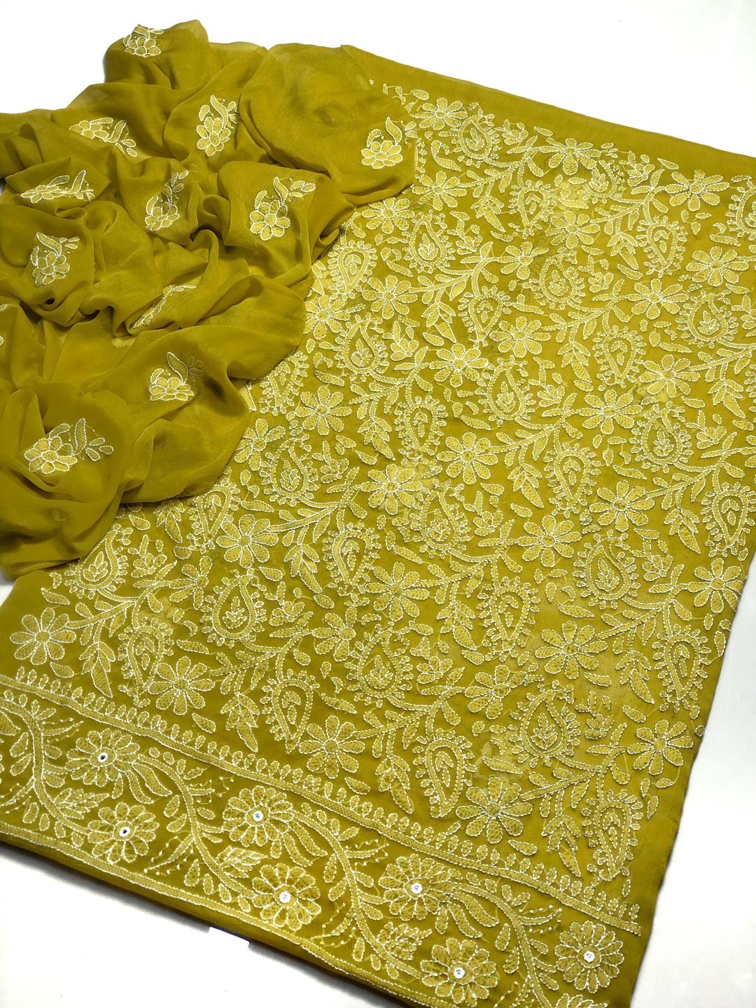 2 Pcs Women's Unstitched Chikankari Embroidered Suit