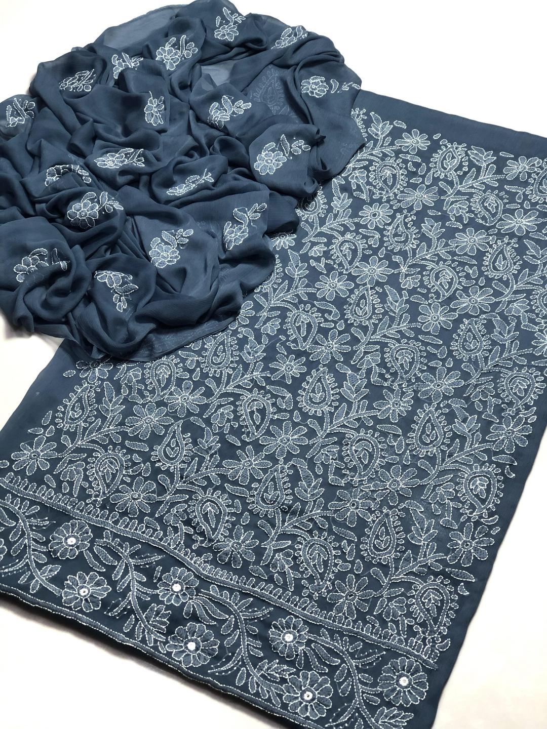 2 Pcs Women's Unstitched Chikankari Embroidered Suit