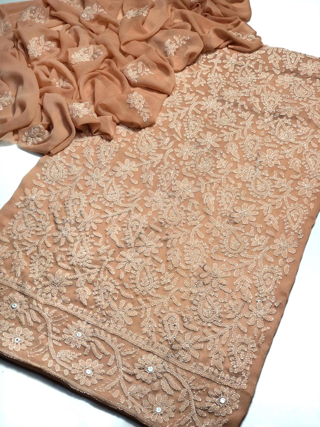 2 Pcs Women's Unstitched Chikankari Embroidered Suit