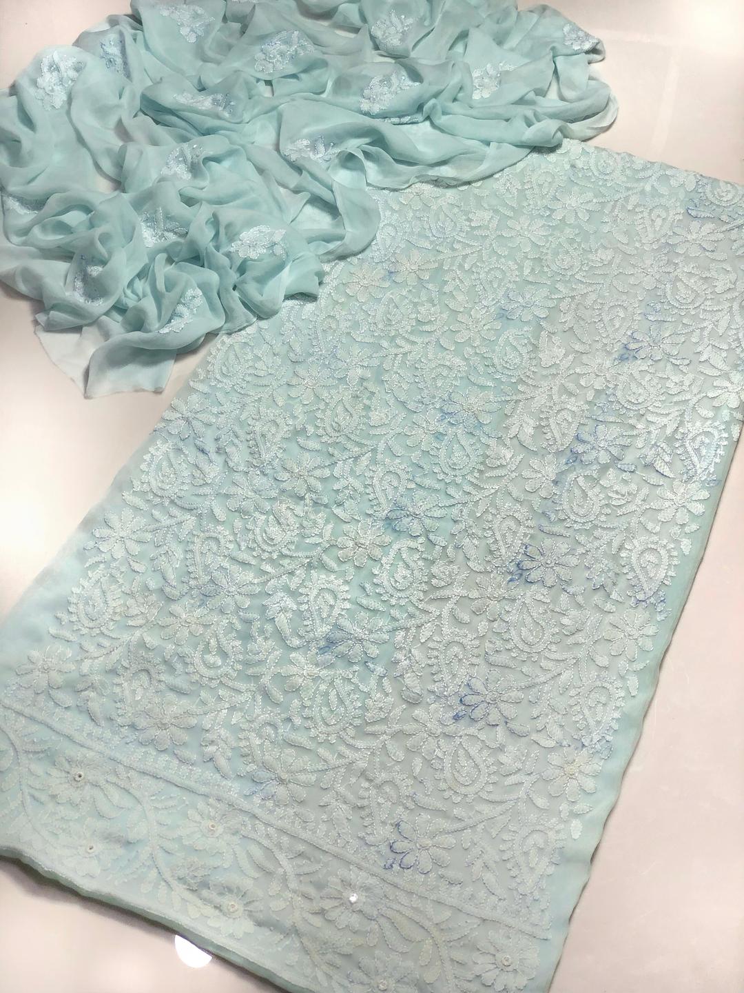 2 Pcs Women's Unstitched Chikankari Embroidered Suit