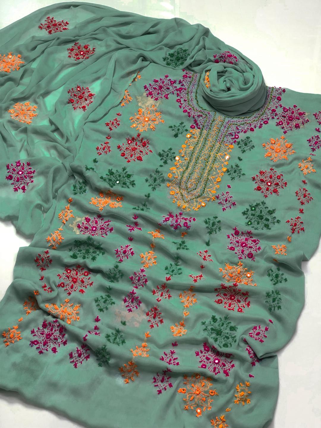 2 Pcs Women's Unstitched Hand Embroidered Suit