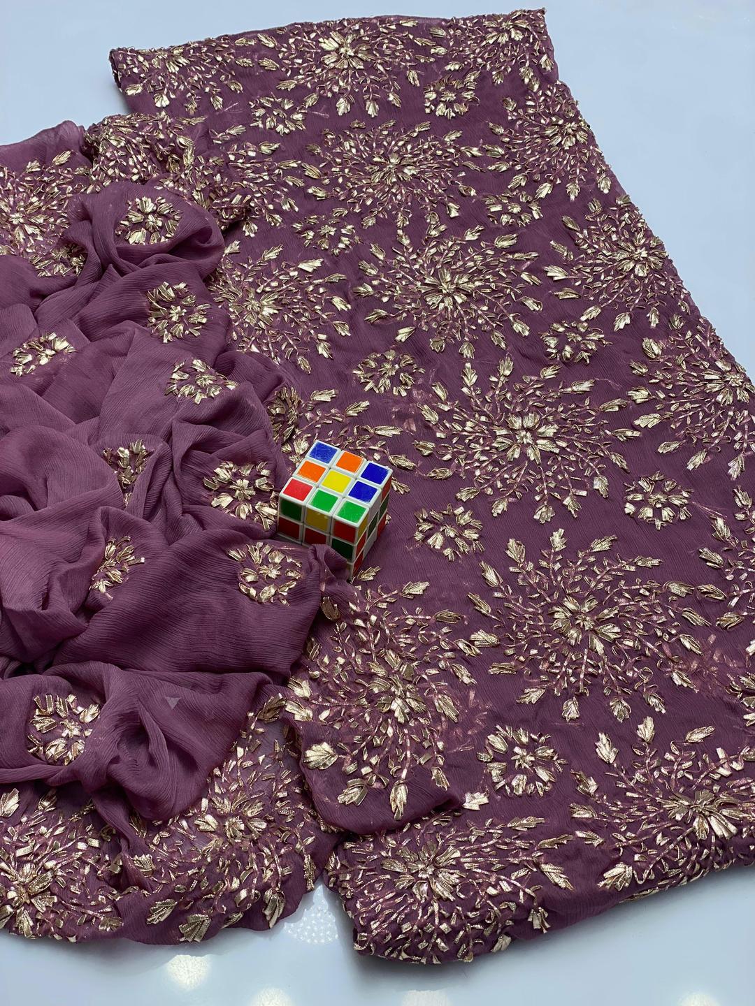 2 Pcs Women's Unstitched Gota Work Suit