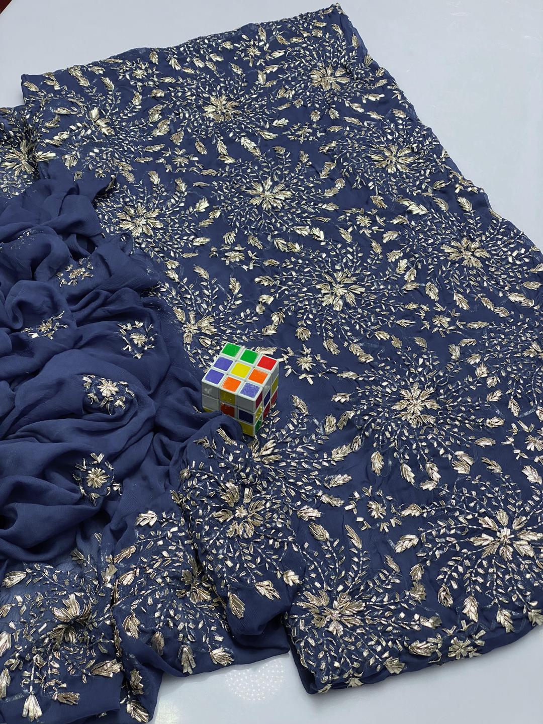 2 Pcs Women's Unstitched Gota Work Suit