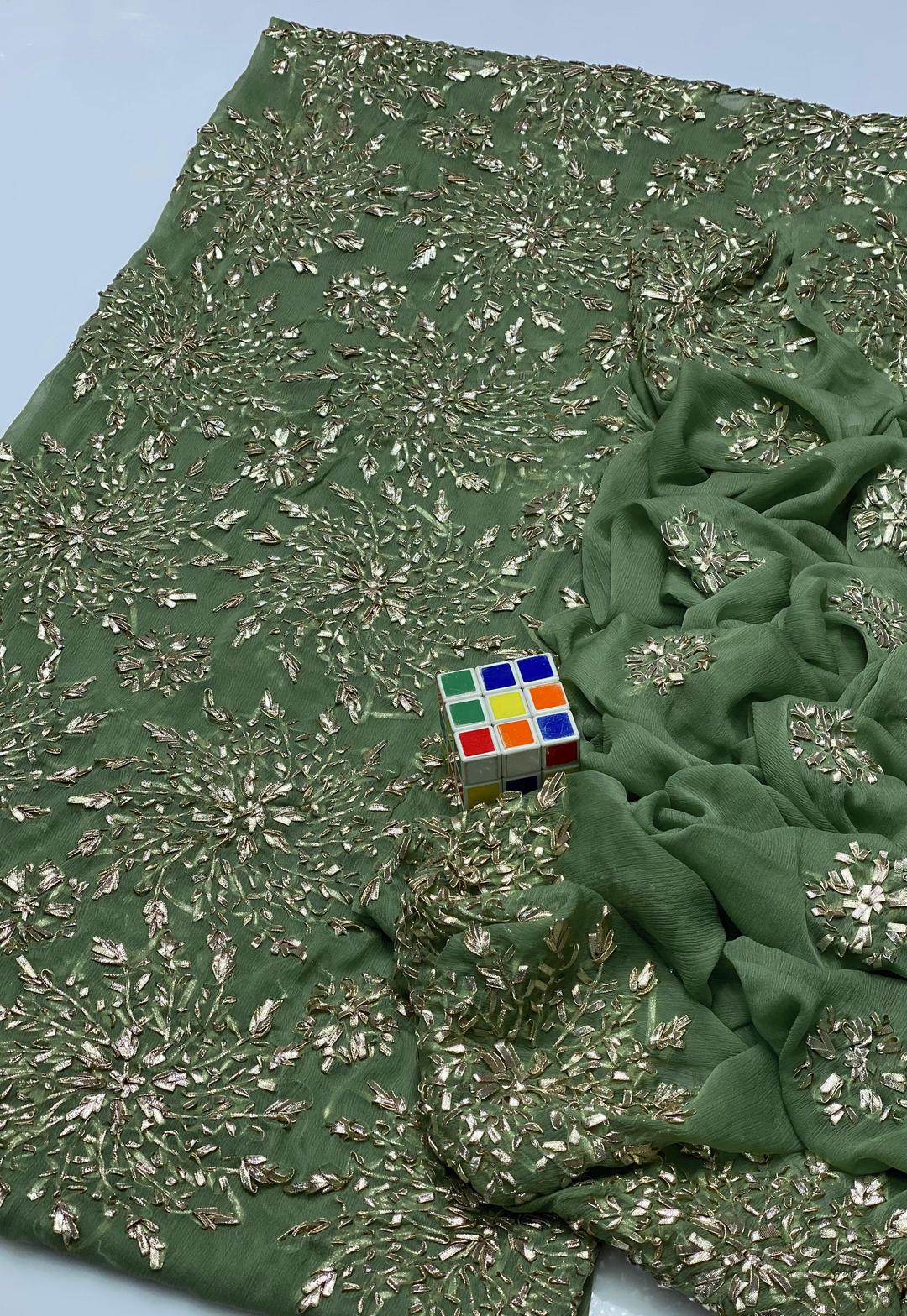 2 Pcs Women's Unstitched Gota Work Suit