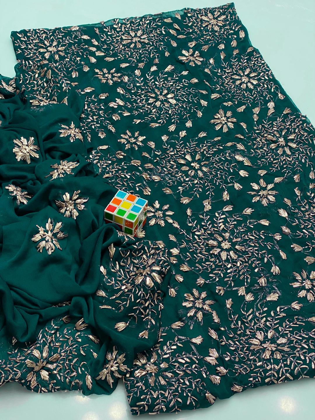 2 Pcs Women's Unstitched Gota Work Suit