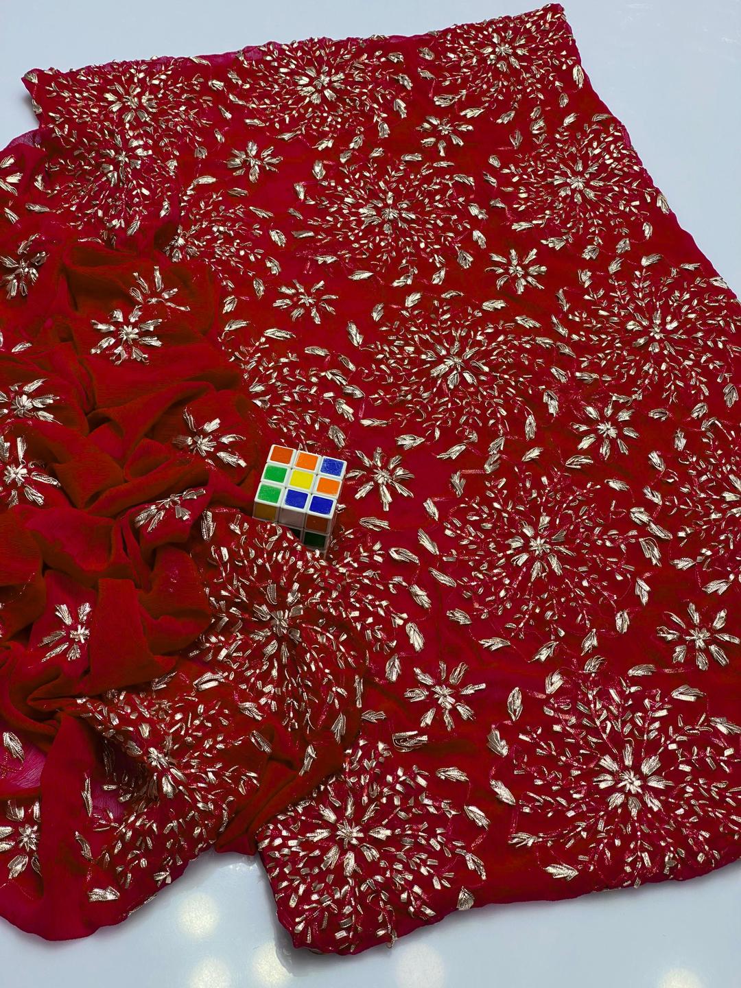 2 Pcs Women's Unstitched Gota Work Suit