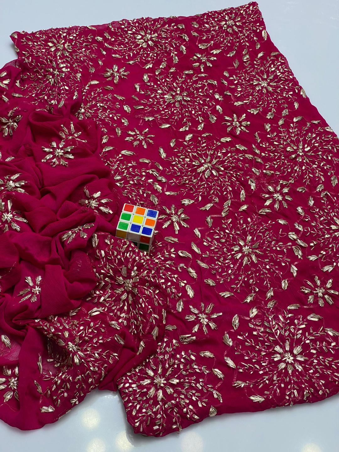 2 Pcs Women's Unstitched Gota Work Suit