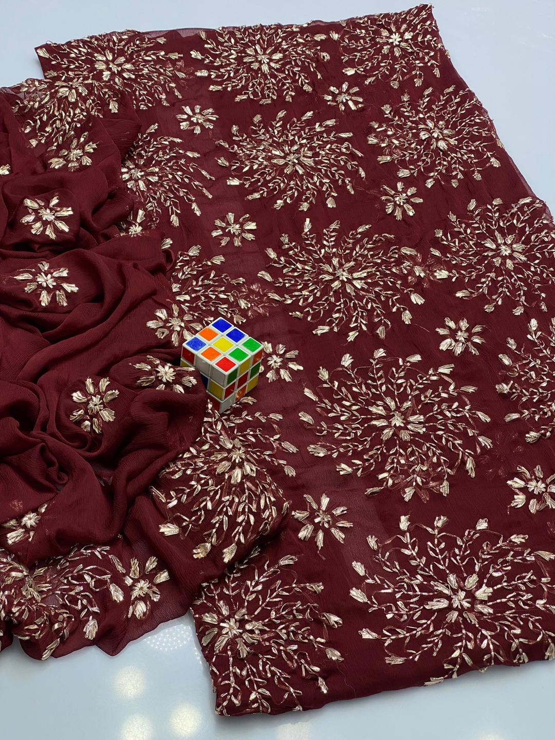 2 Pcs Women's Unstitched Gota Work Suit