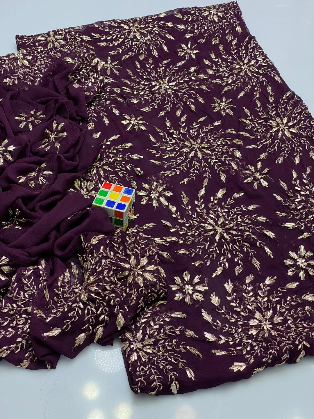 2 Pcs Women's Unstitched Gota Work Suit